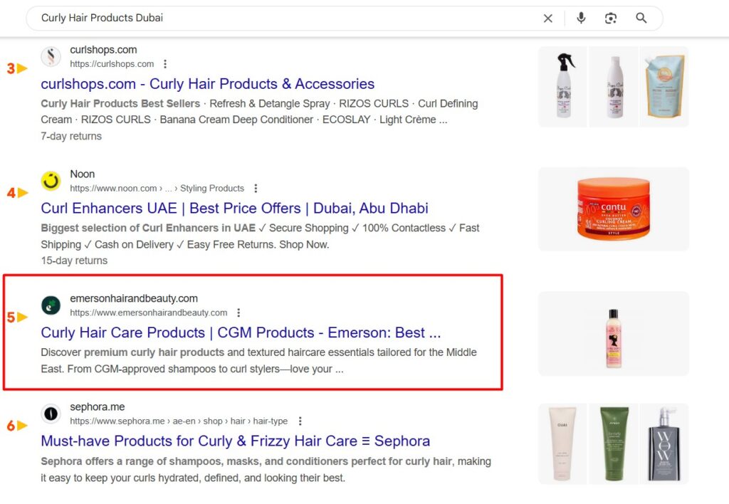 Emerson SERP Organic Ranking